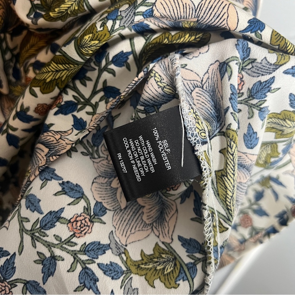 Floral Print Long-Sleeve Peasant Top - Cream/Olive - Picture 13 of 15